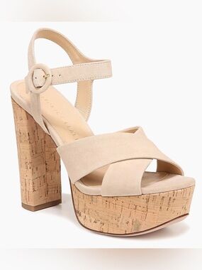 Veronica Beard Suede Platform Sandal with Cork Heel